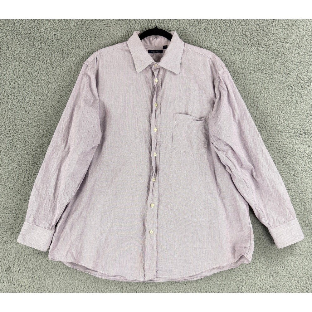 Burberry London Shirt Mens 17L Purple Micro Check Long Sleeve Button Down